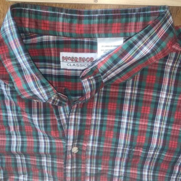 Vintage McGREGOR CLASSICS 2XL Red Green Plaid Button Up Long Sleeve Men’s - Picture 5 of 8